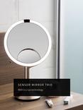 simplehuman Trio Sensor Makeup Mirror, 1x 5x and 10x Magnification, Rose Gold Steel