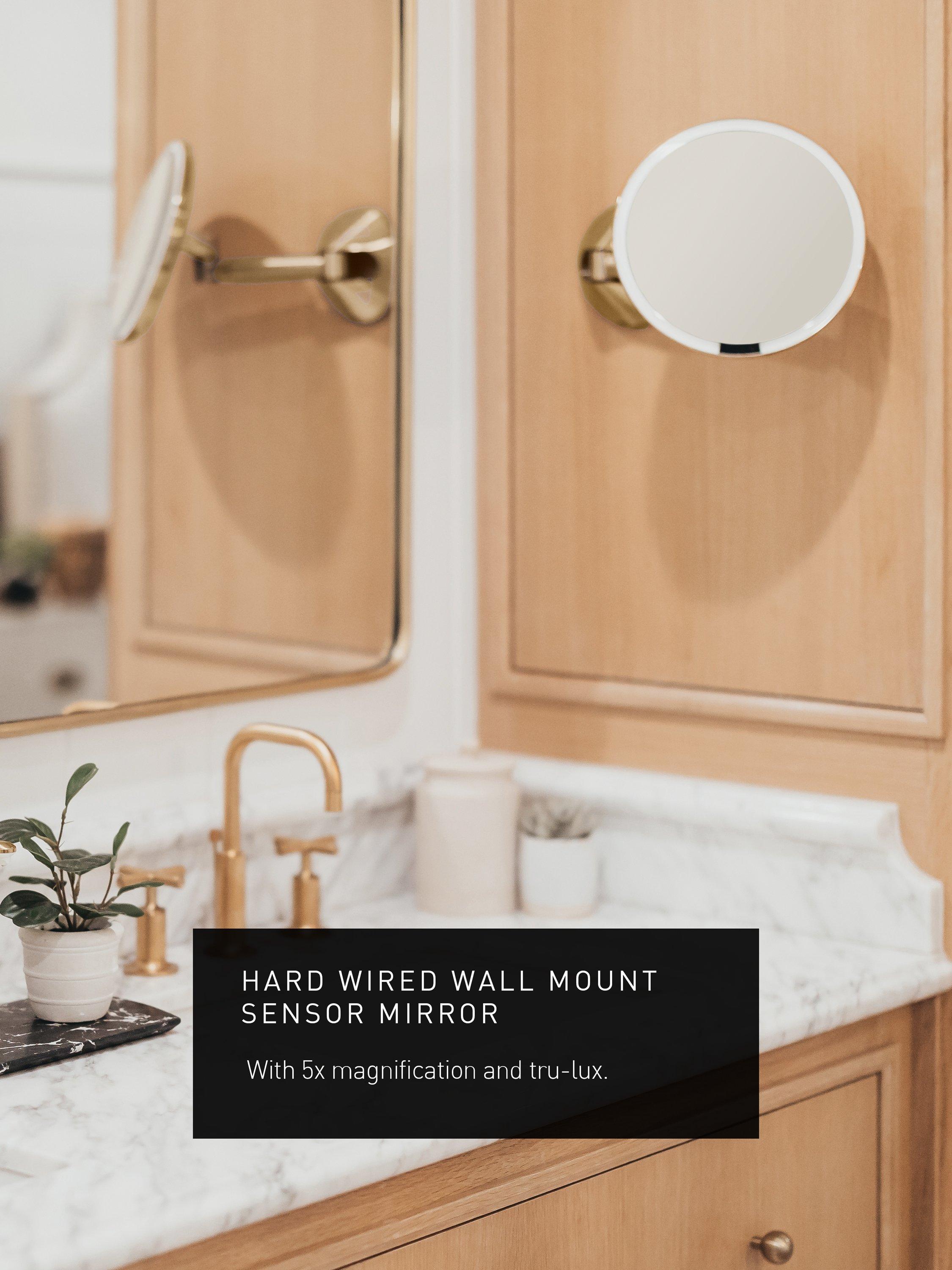 Product image 2 of 5, which shows simplehuman Hard-Wired Wall Mounted Makeup Sensor Mirror, Rose Gold