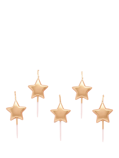 Hootyballoo Gold Star Cake Candles, Pack of 5