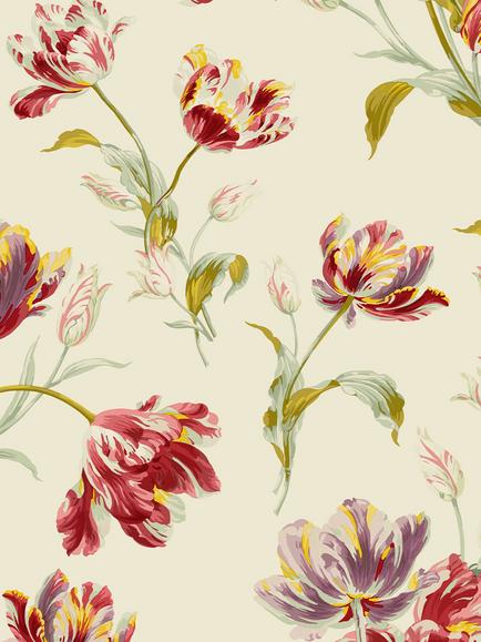 Laura Ashley Gosford Meadow Wallpaper, Cranberry