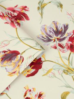 Laura Ashley Gosford Meadow Wallpaper - view 2, Cranberry