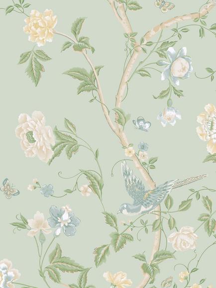 Laura Ashley Summer Palace Wallpaper, Eau de Nil, Eau De Nil