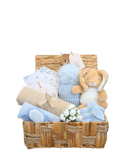 Bumbles & Boo Little Waves Baby Boy Hamper with Personalised Card, Baby Blue & Beige