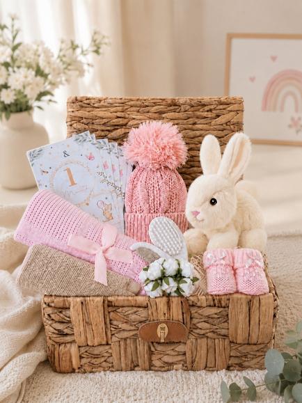 Bumbles & Boo Marshmallow Dreams Baby Hamper with Personalised Card - view 2, Rasberry Pink & White
