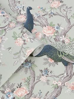 Laura Ashley Belvedere Wallpaper - view 2, Sage Green