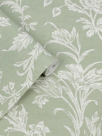 Laura Ashley Lloyd Wallpaper, Sage Green - view 2, Sage Green