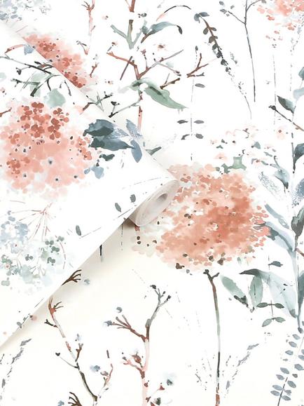 Laura Ashley Pallington Bloom Wallpaper, Plaster Pink - view 2, Plaster Pink