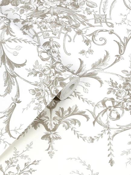 Laura Ashley Tuileries Wallpaper - view 2, Dark Dove Grey