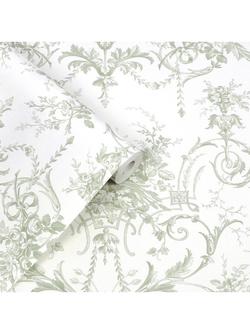 Laura Ashley Tuileries Wallpaper - view 2, Sage Green