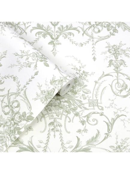 Laura Ashley Tuileries Wallpaper - view 2, Sage Green