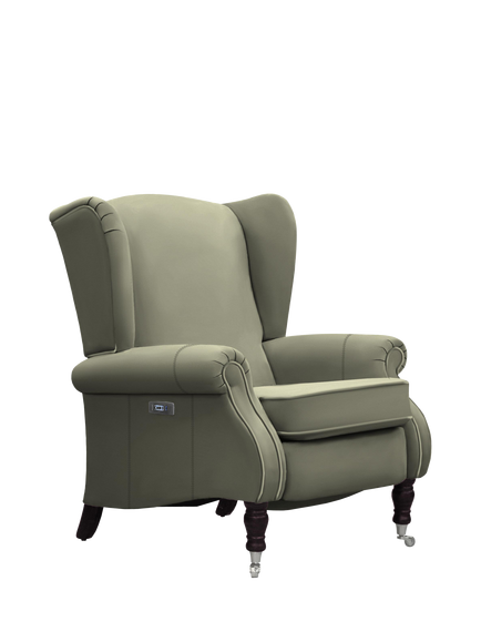 Parker Knoll Harrington Power Recliner Leather Armchair, Madri Olive