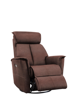 Parker Knoll Juni Leather Swivel Recliner Chair, Dallas Dark Brown