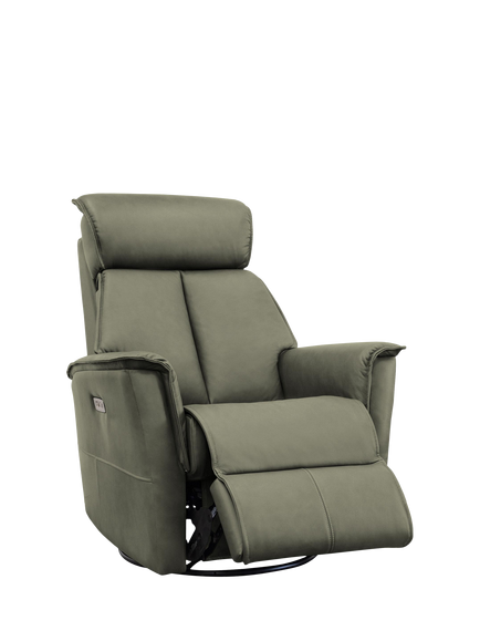 Parker Knoll Juni Leather Swivel Recliner Chair, Madri Olive