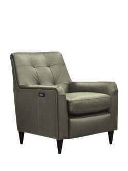 Parker Knoll Mid-Century Button Back Motion Leather Armchair, Dark Leg, Madri Olive