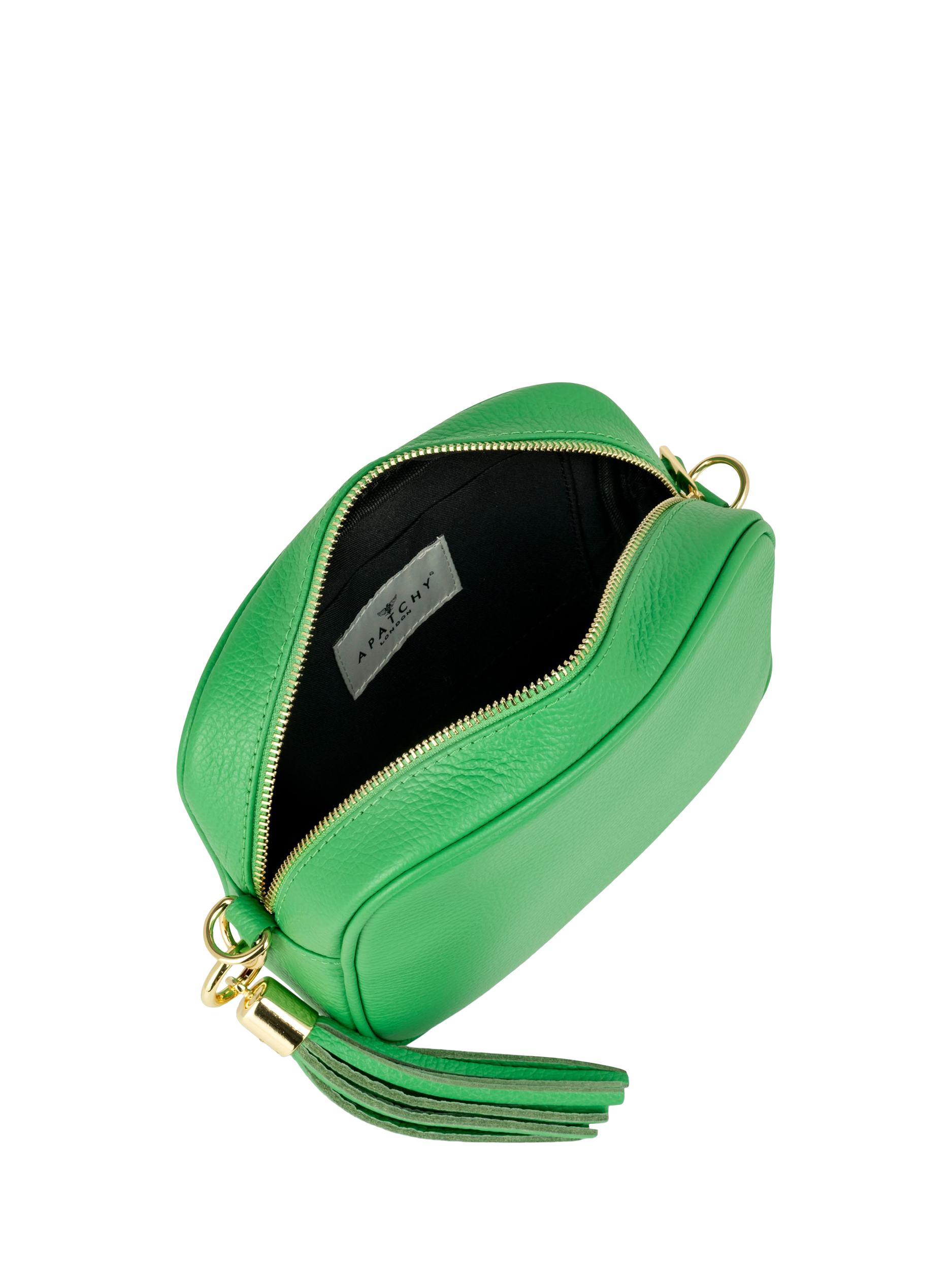 Product image 4 of 5, which shows Apatchy London Leather Crossbody Camera Bag, Bright Green