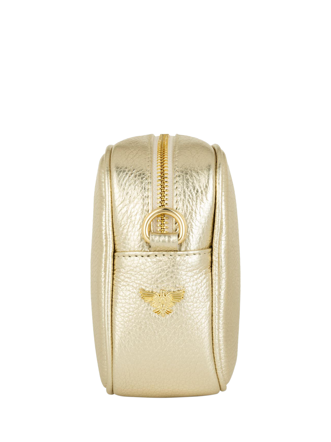 Product image 2 of 4, which shows Apatchy London Leather Crossbody Camera Bag, Gold