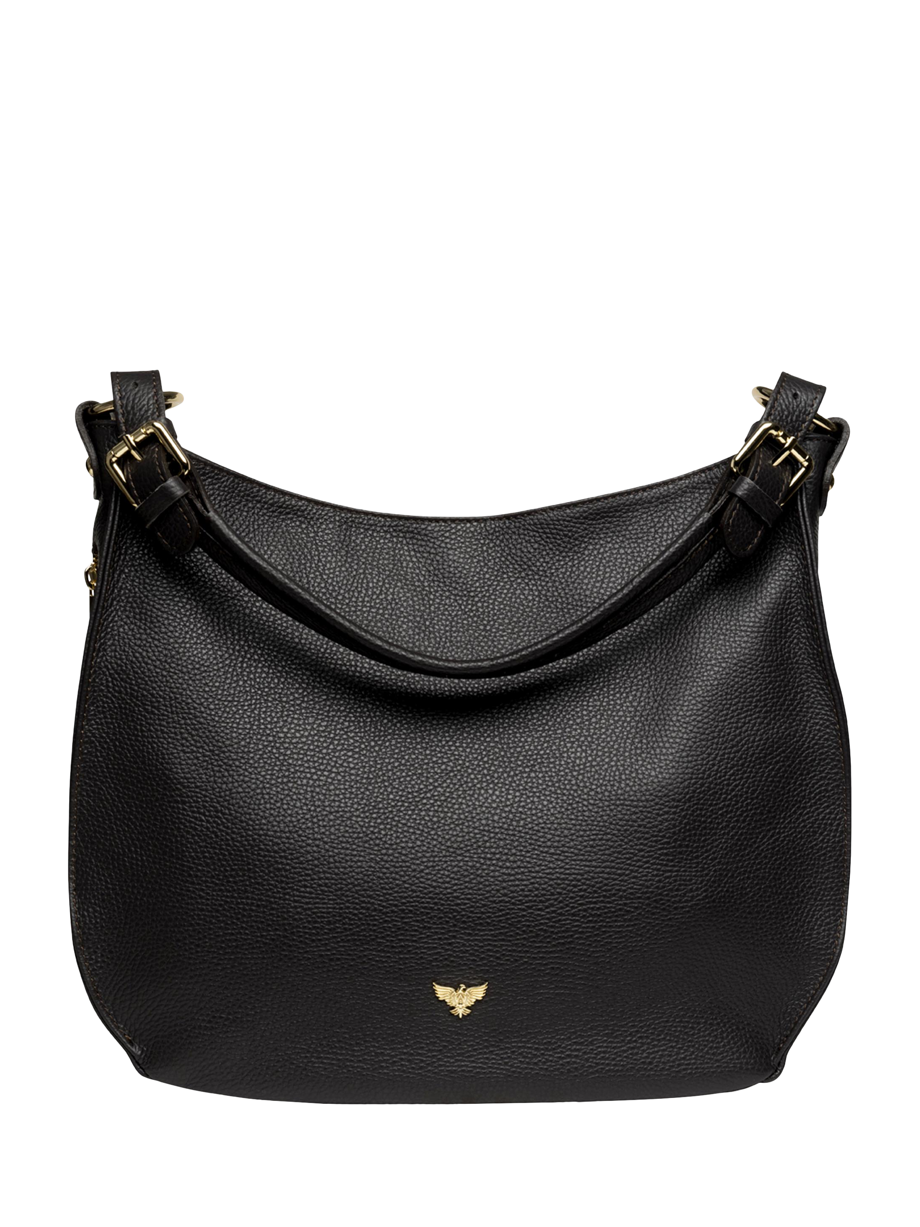 Product image 1 of 6, which shows Apatchy London Harriet Leather Hobo Bag, Black