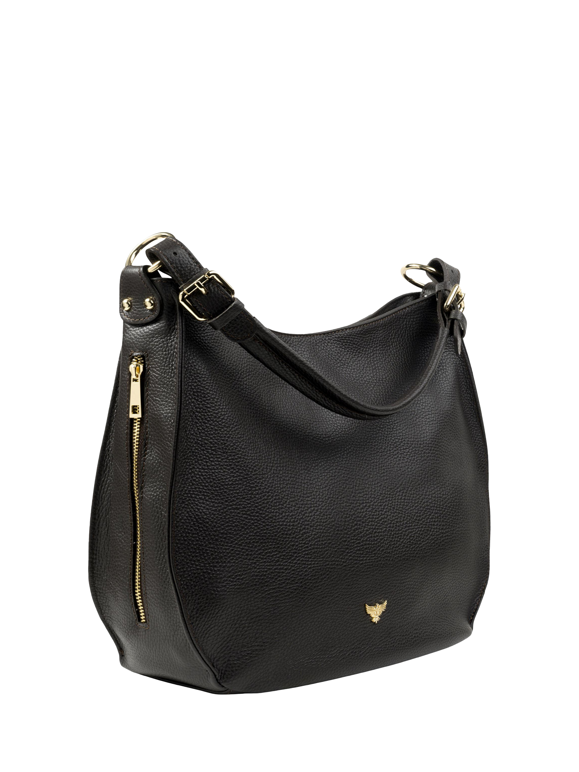 Product image 3 of 6, which shows Apatchy London Harriet Leather Hobo Bag, Black