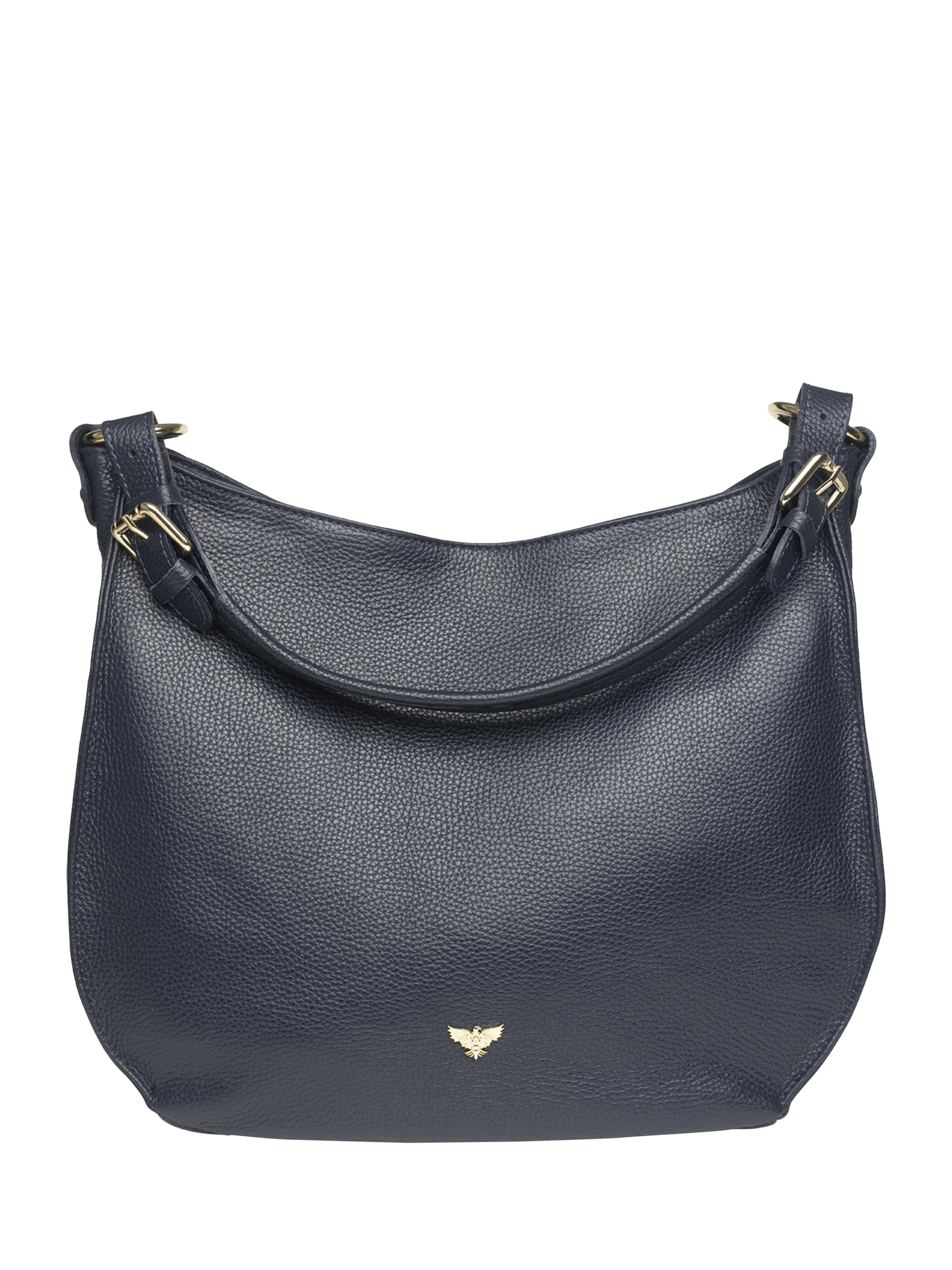 Product image 1 of 6, which shows Apatchy London The Harriet Leather Hobo Bag, Navy