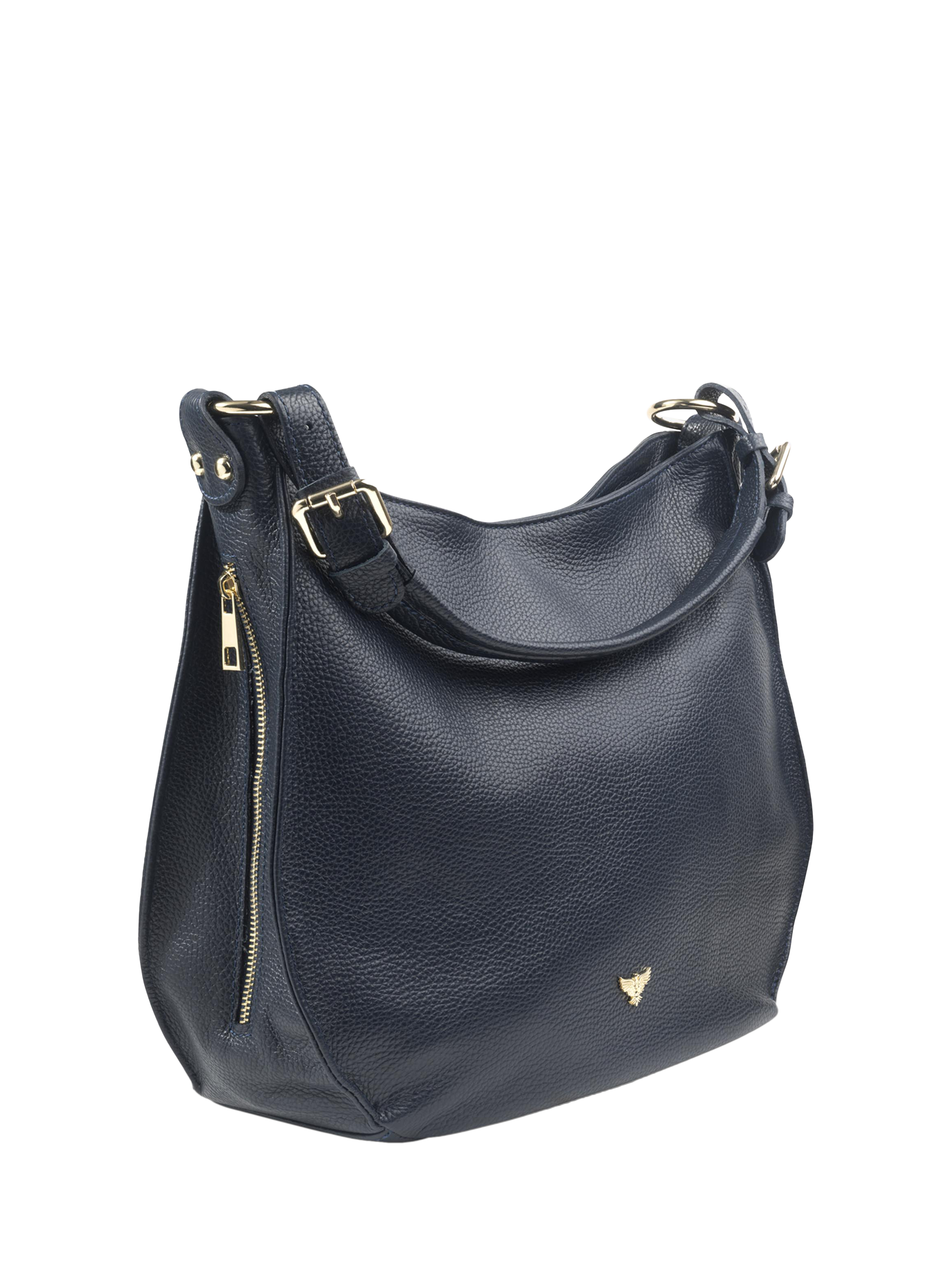 Product image 2 of 6, which shows Apatchy London The Harriet Leather Hobo Bag, Navy