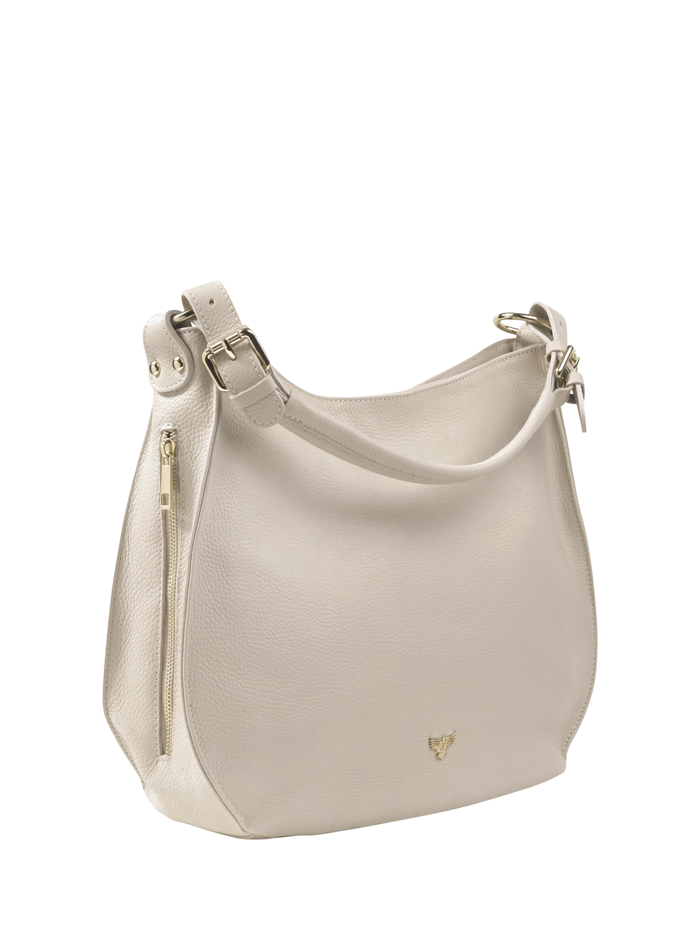 Product image 2 of 6, which shows Apatchy London The Harriet Leather Hobo Bag, Stone