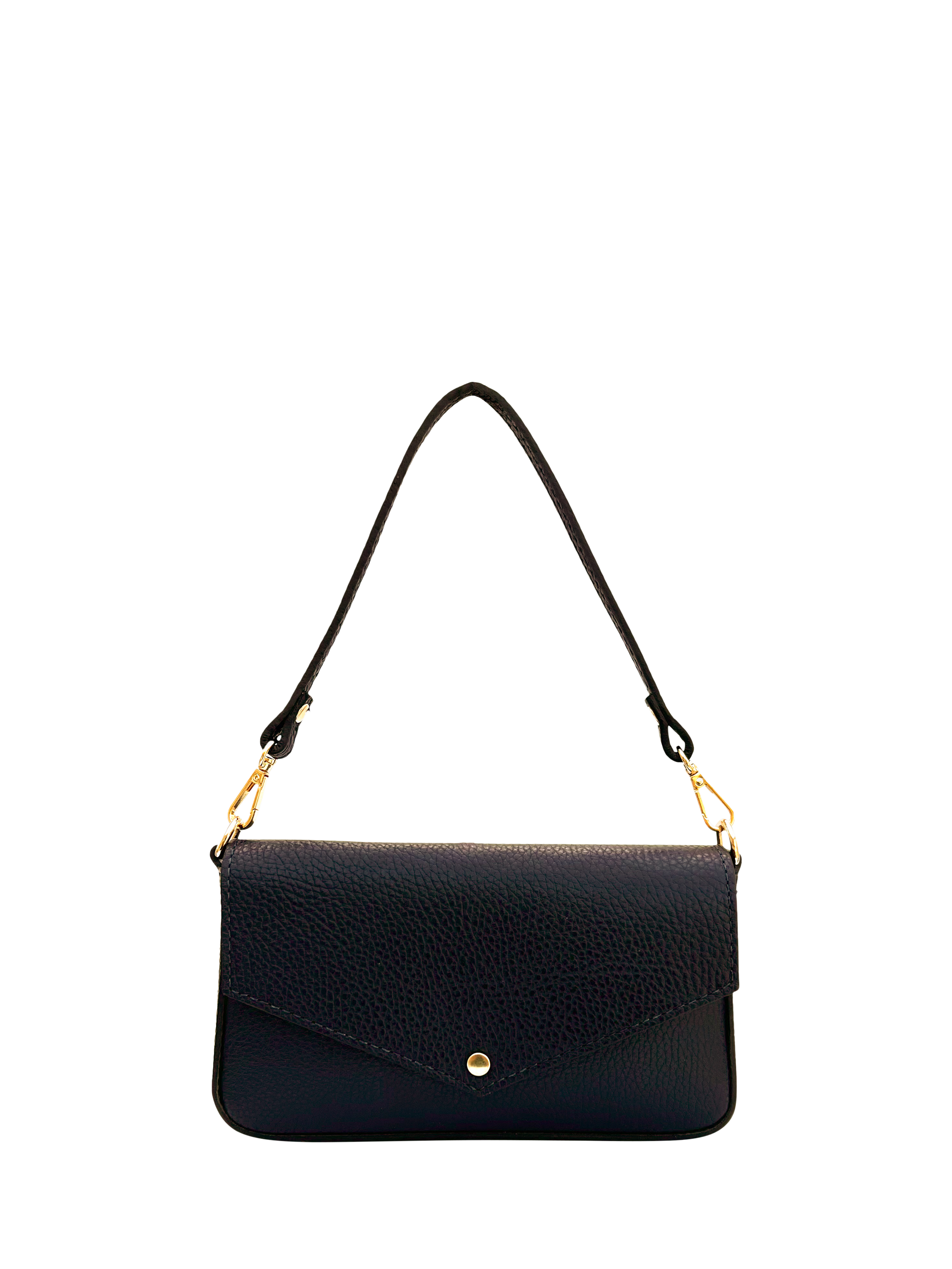 Product image 1 of 6, which shows Apatchy London Munro Leather Shoulder Bag, Black