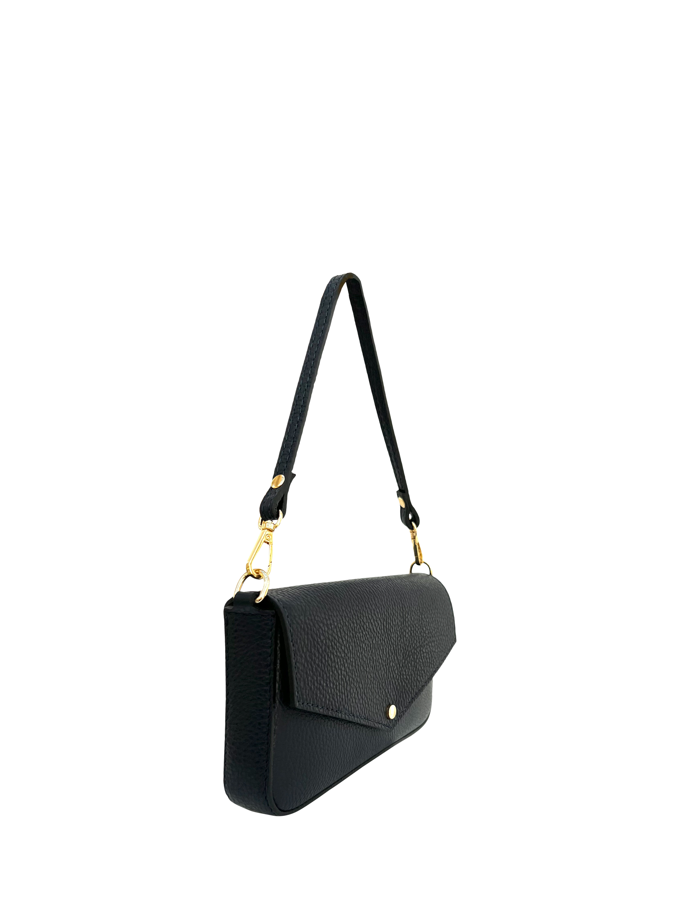 Product image 4 of 6, which shows Apatchy London Munro Leather Shoulder Bag, Black