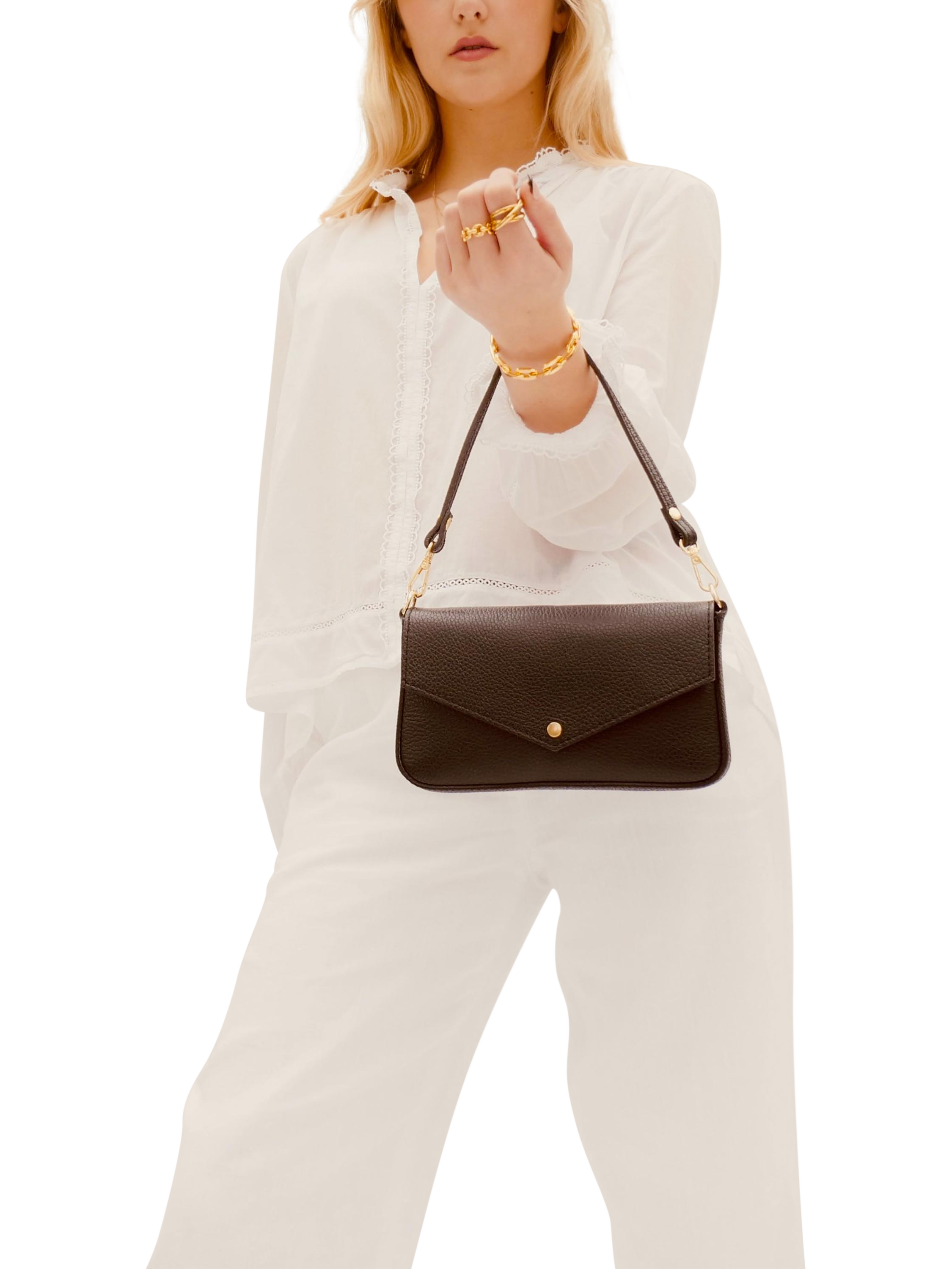 Product image 6 of 6, which shows Apatchy London Munro Leather Shoulder Bag, Black