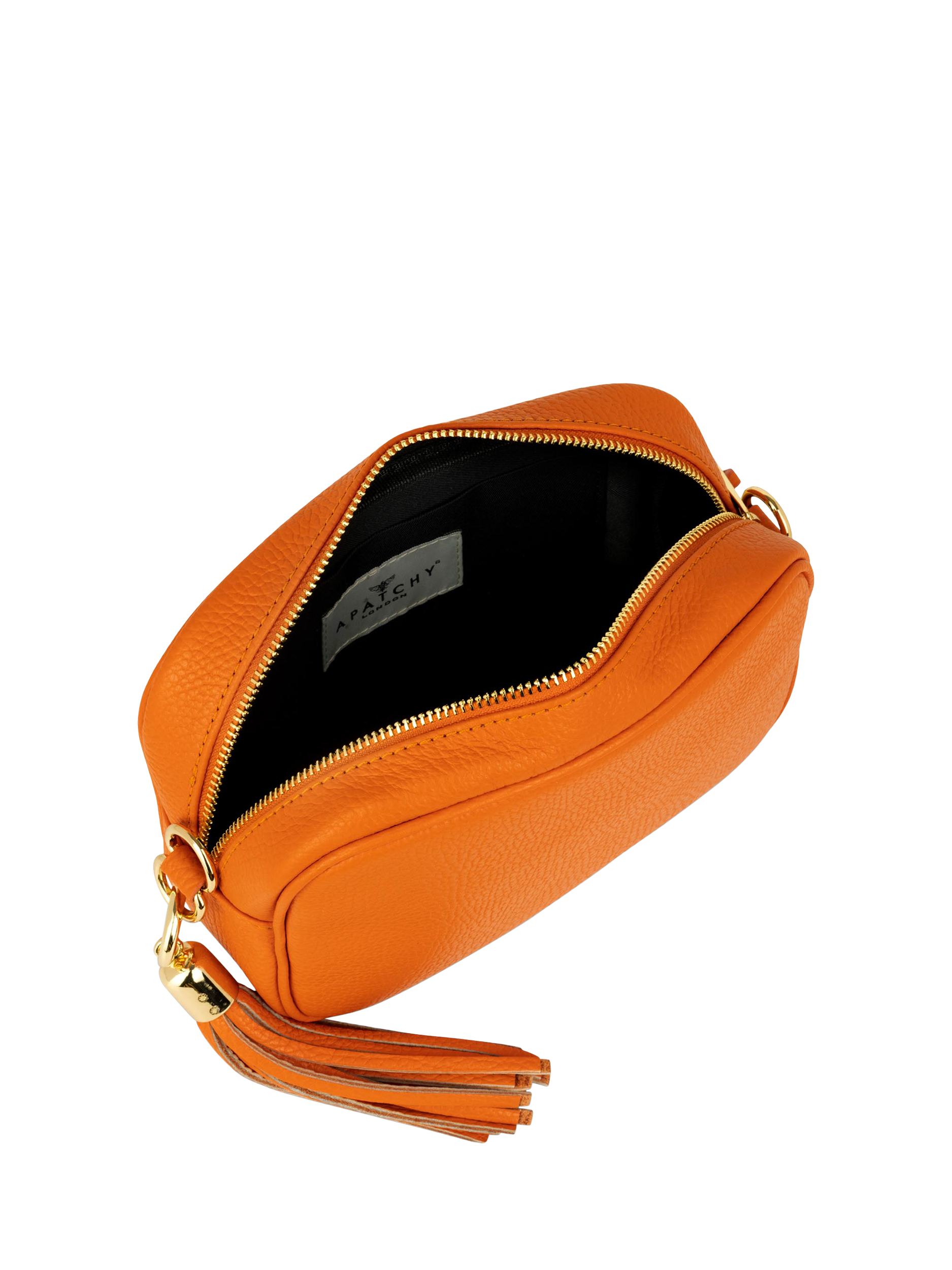 Product image 4 of 5, which shows Apatchy London Leather Crossbody Camera Bag, Orange