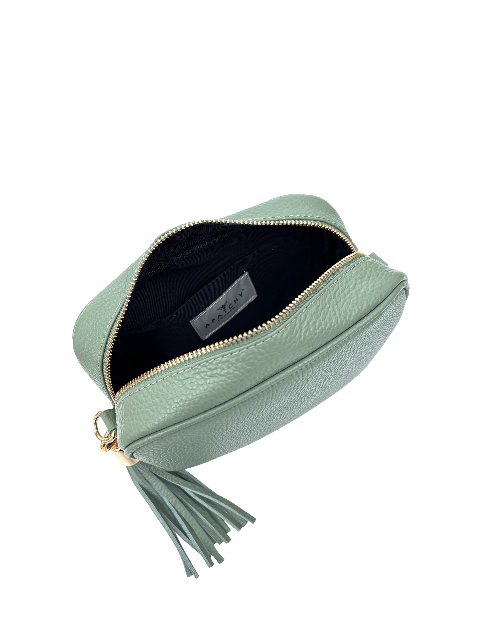 Product image 3 of 4, which shows Apatchy London Leather Crossbody Camera Bag, Pistachio