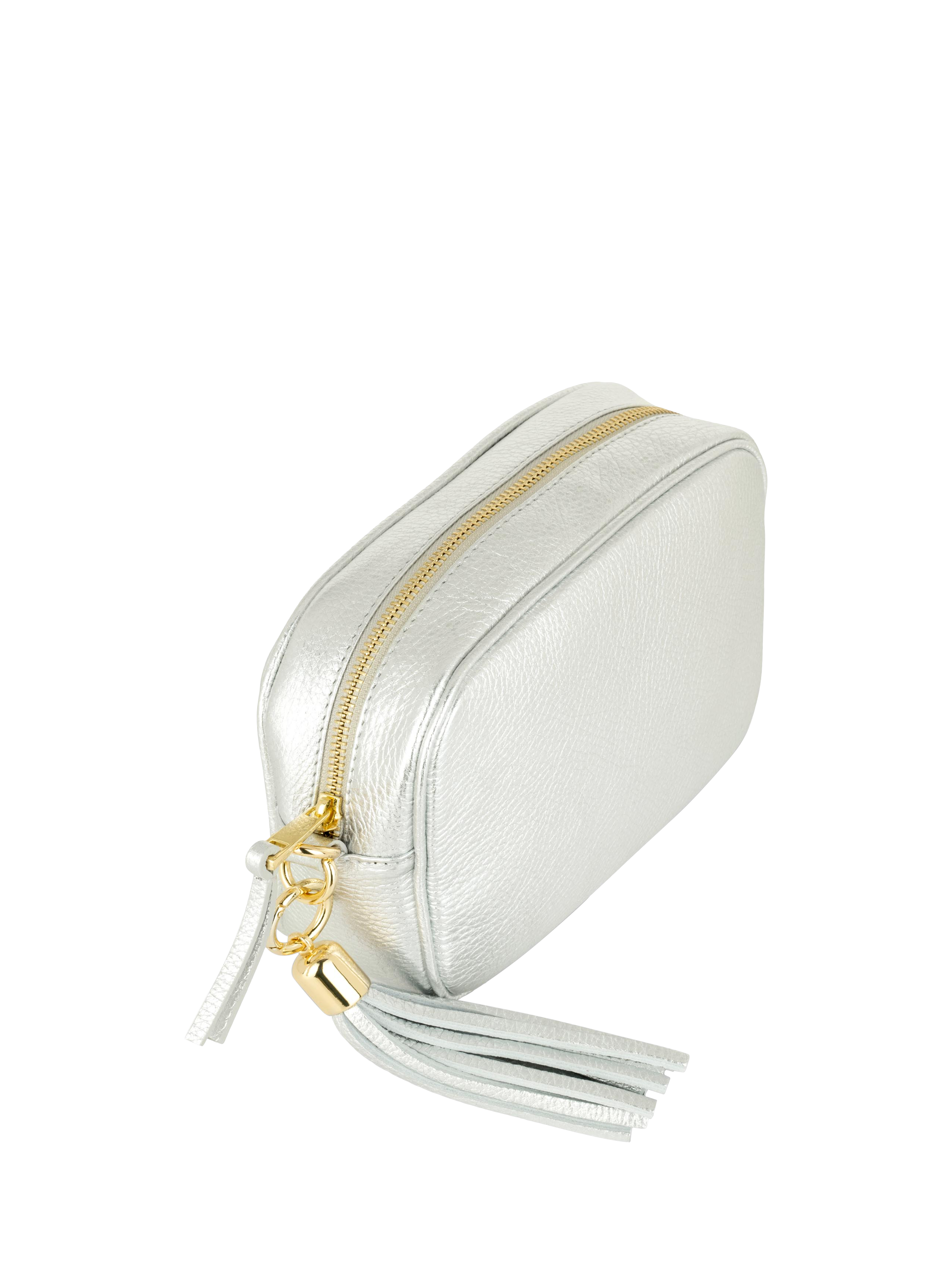 Product image 4 of 4, which shows Apatchy London Leather Crossbody Camera Bag, Silver