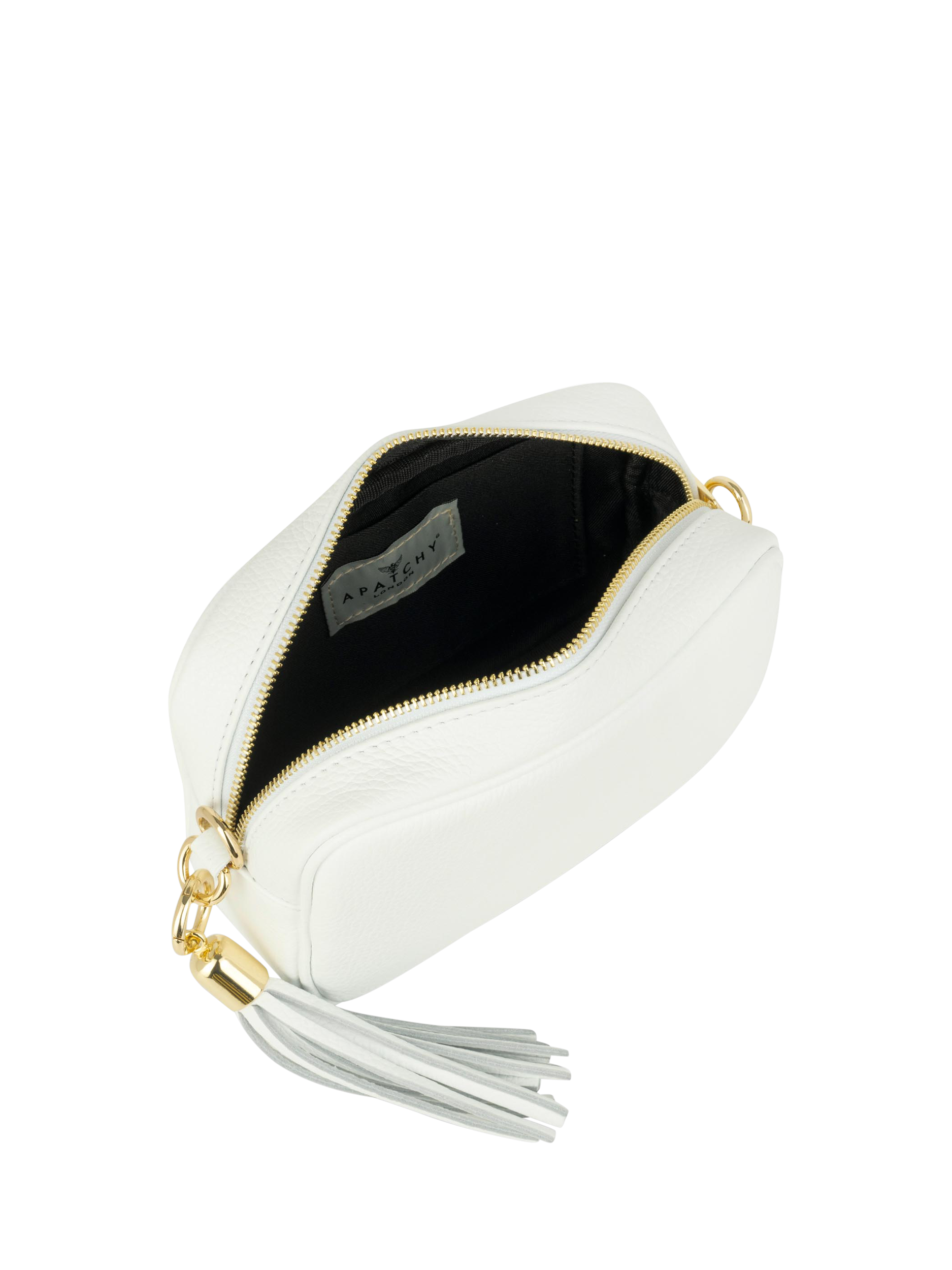Product image 5 of 5, which shows Apatchy London Leather Crossbody Camera Bag, White