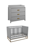Little Seeds Haven Cotbed and 3-Drawer Changing Table Dresser, Grey