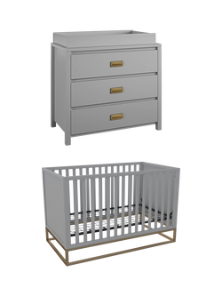 Little Seeds Haven Cotbed and 3-Drawer Changing Table Dresser, Grey, Grey
