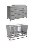 Little Seeds Haven Cotbed and 6-Drawer Changing Table Dresser, Grey