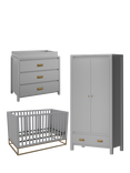 Little Seeds Haven Cotbed, 3-Drawer Changing Table Dresser and Double Wardrobe, Grey