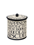 Emma Bridgewater Black Toast 'Happiness' Tin Biscuit Barrel, Black/White