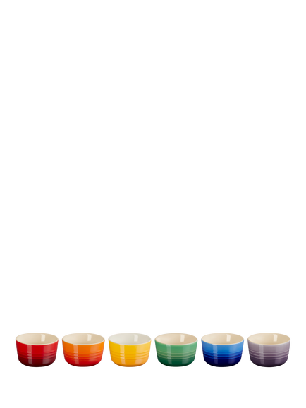 Le Creuset Stoneware Small Ramekin, Set of 6, 100ml, Rainbow, Rainbow