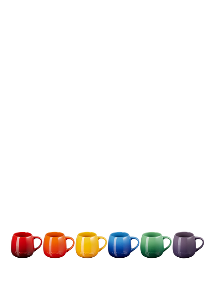 Le Creuset Stoneware Coupe Mug, Set of 6, 320ml, Rainbow, Rainbow