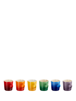 Le Creuset Stoneware Espresso Mug, Set of 6, 100ml, Rainbow, Rainbow