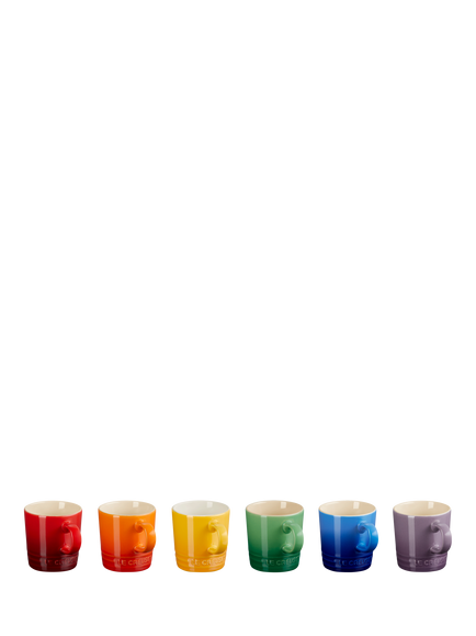 Le Creuset Stoneware Espresso Mug, Set of 6, 100ml, Rainbow, Rainbow