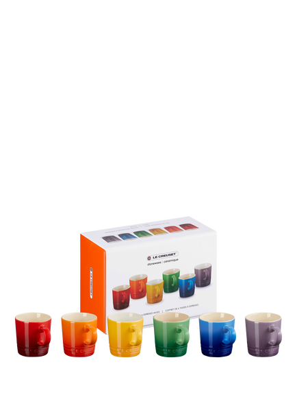 Le Creuset Stoneware Espresso Mug, Set of 6, 100ml, Rainbow - view 2, Rainbow