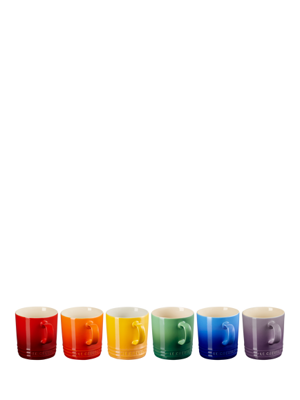 Le Creuset Stoneware Mug, Set of 6, 350ml, Rainbow, Rainbow