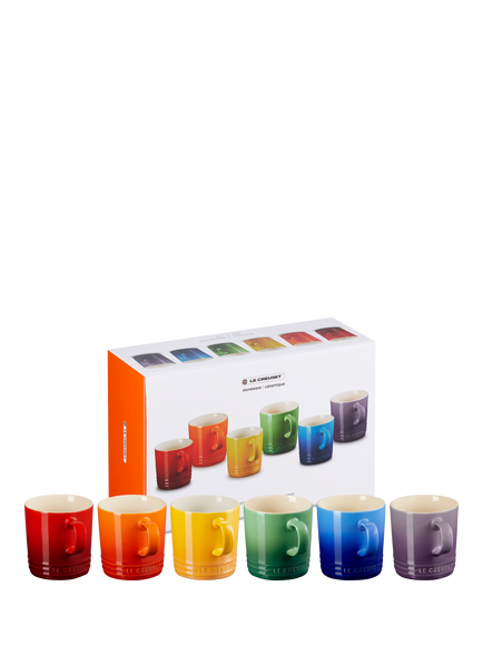 Le Creuset Stoneware Mug, Set of 6, 350ml, Rainbow - view 2, Rainbow