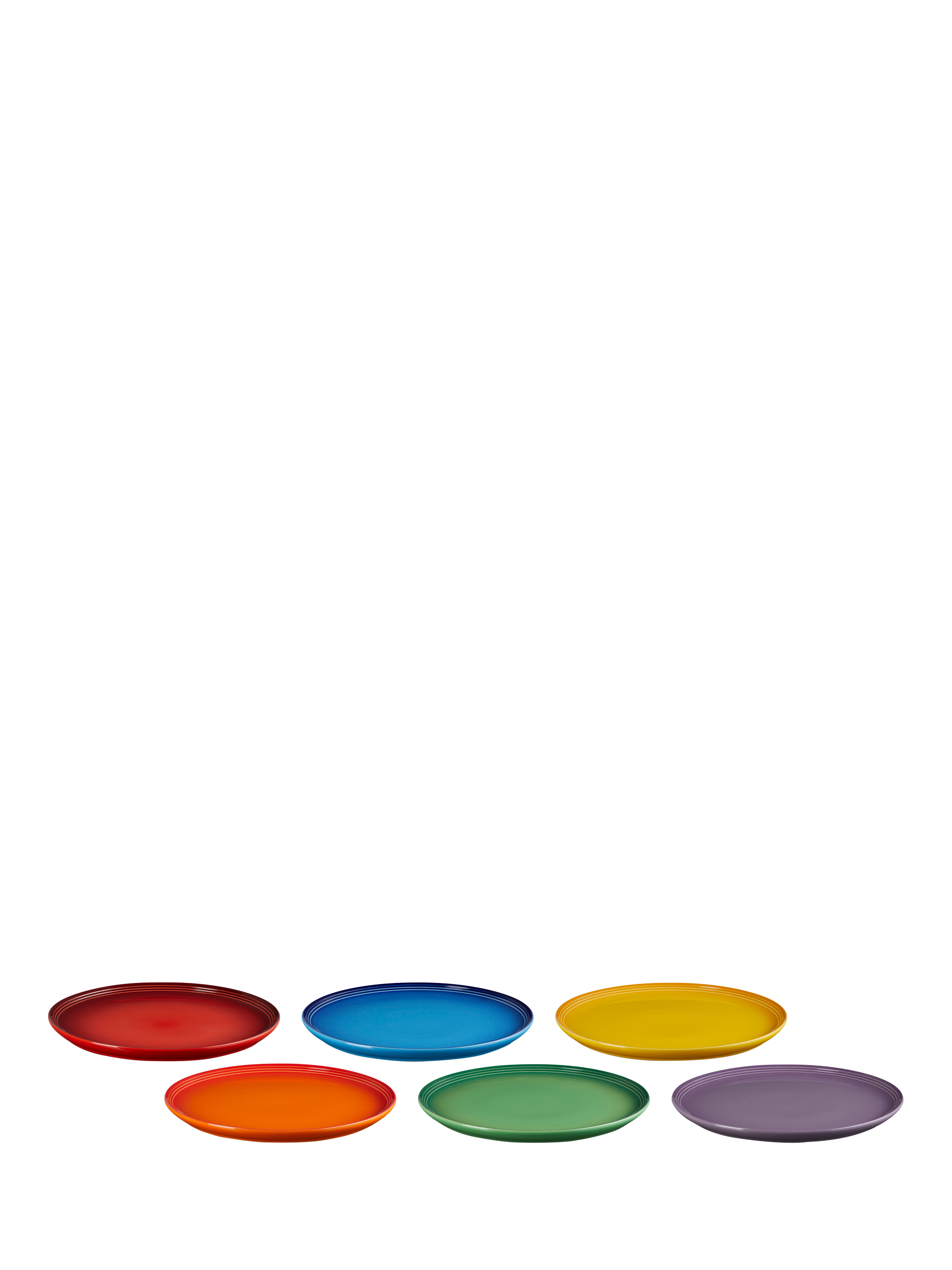 Le Creuset Stoneware Coupe Dinner Plate, Set of 6, 27cm, Rainbow