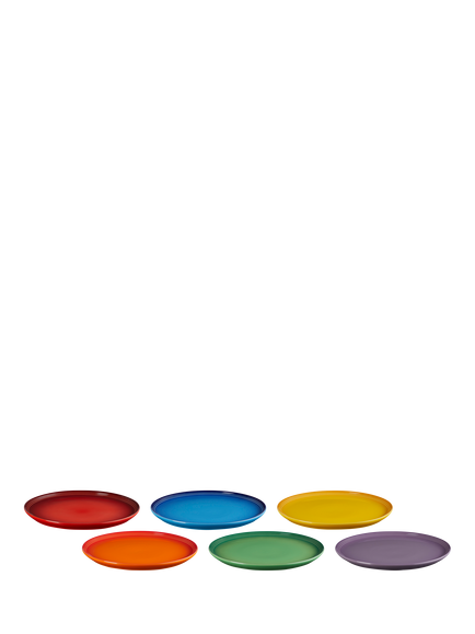 Le Creuset Stoneware Coupe Dinner Plate, Set of 6, 27cm, Rainbow, Rainbow