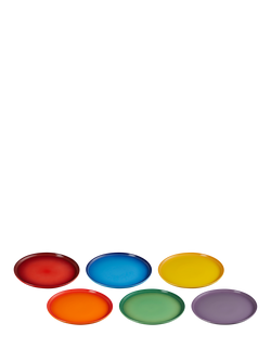 Le Creuset Stoneware Coupe Dinner Plate, Set of 6, 27cm, Rainbow - view 2, Rainbow