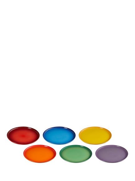 Le Creuset Stoneware Coupe Dinner Plate, Set of 6, 27cm, Rainbow - view 2, Rainbow