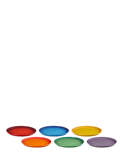 Le Creuset Stoneware Coupe Side Plate, Set of 6, 21.8cm, Rainbow, Rainbow