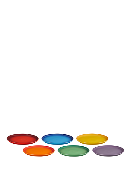 Le Creuset Stoneware Coupe Side Plate, Set of 6, 21.8cm, Rainbow, Rainbow
